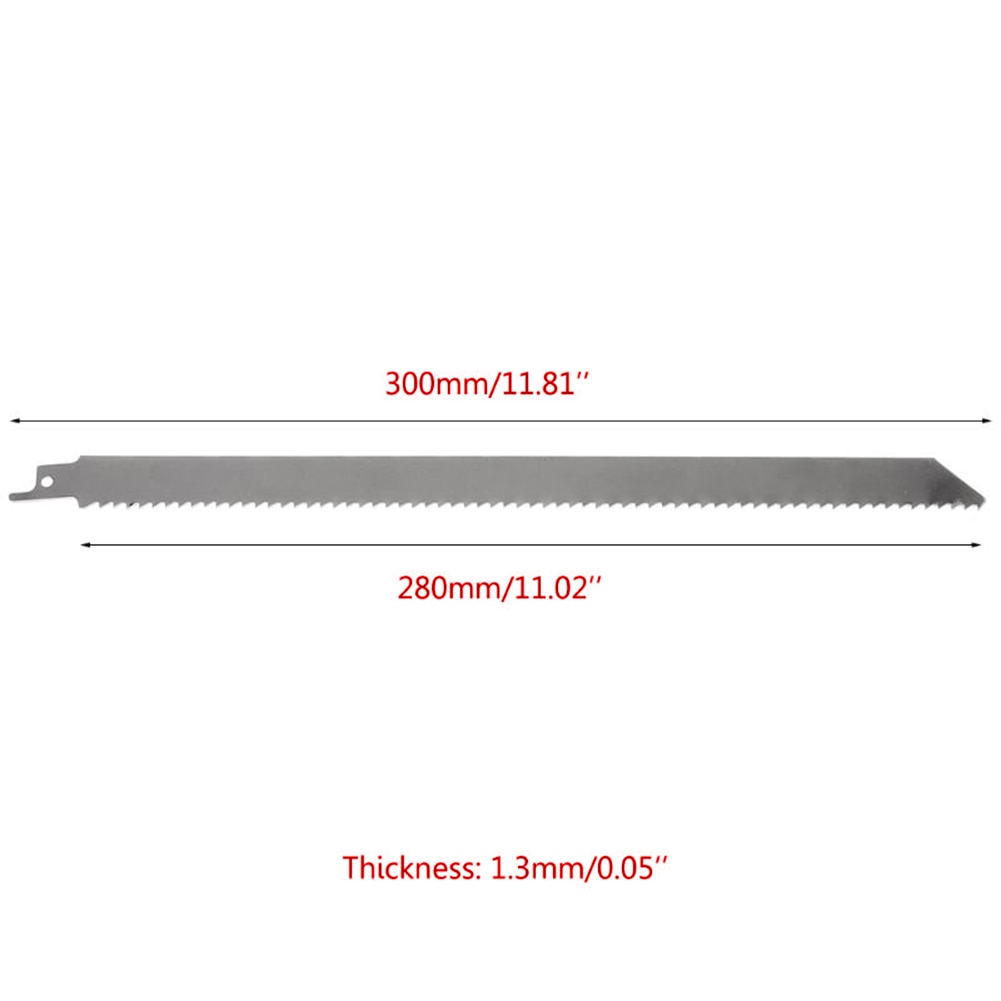 2Pcs 300mm Meat Bone Ice Cutting Reciprocating Saw Blade Stainless Steel Meat Saws Cutter For Cutting Frozen Meat Ice Wood Metal