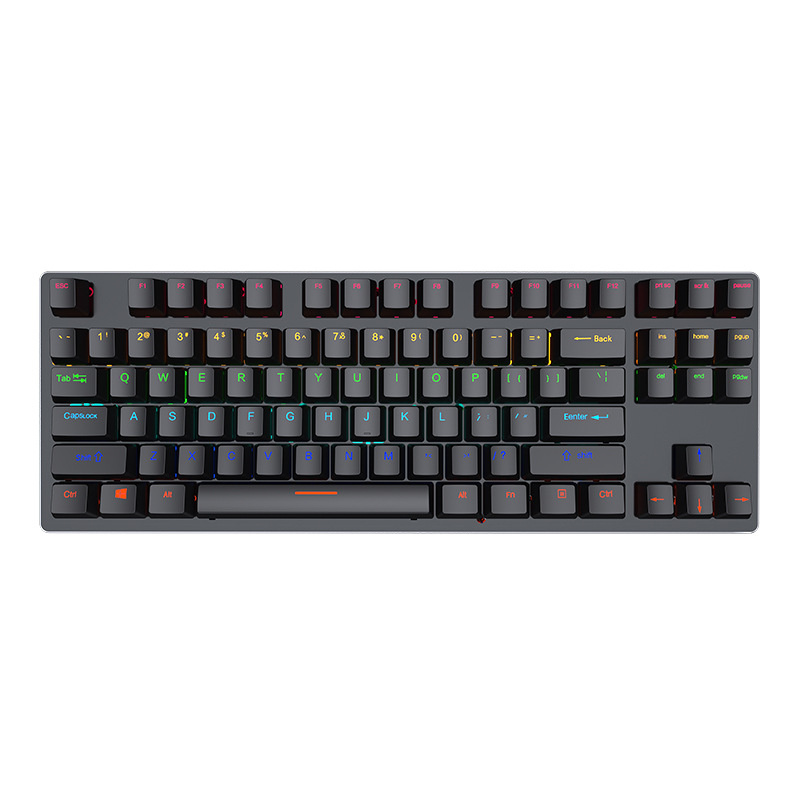 Clavier de jeu mécanique filaire USB, rétro-éclairage rvb, 87 touches, interrupteur bleu, blanc, noir, rose, pour ordinateur portable, PC de bureau: black