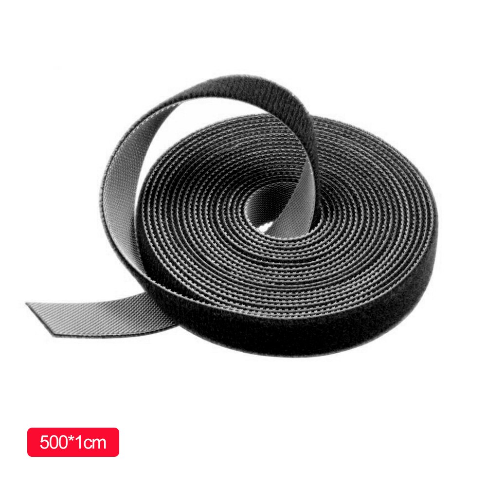 Herbruikbare 5M/Roll Kleur Kabel Zelfklevende Sluiting Tape Sterke Haken Draad Organisator Loop Tie Magic Tape Diy accessoires: Black