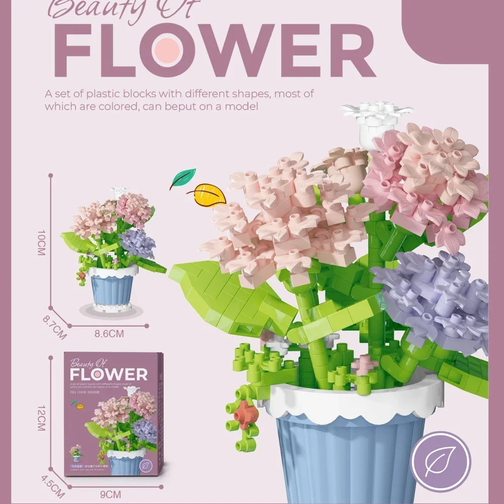 Mini Daisy Flower with Pot Micro Building Block Toy Intricate Floral Details Multiple Styles Available for Home and Office Décor: Medium Lavender