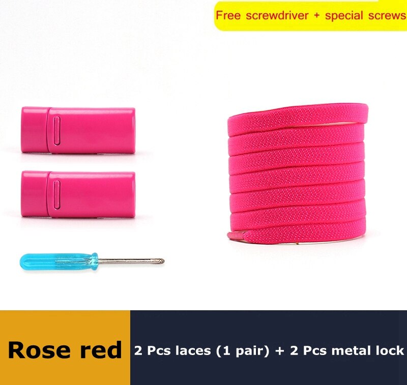1 para sznurówki których nie trzeba wiązać elastyczny metalowy zamek sznurowadła magnetyczne płaskie nadaje się do wszystkich butów Unisex akcesoria do obuwia Lazy Shoelace: Rose red