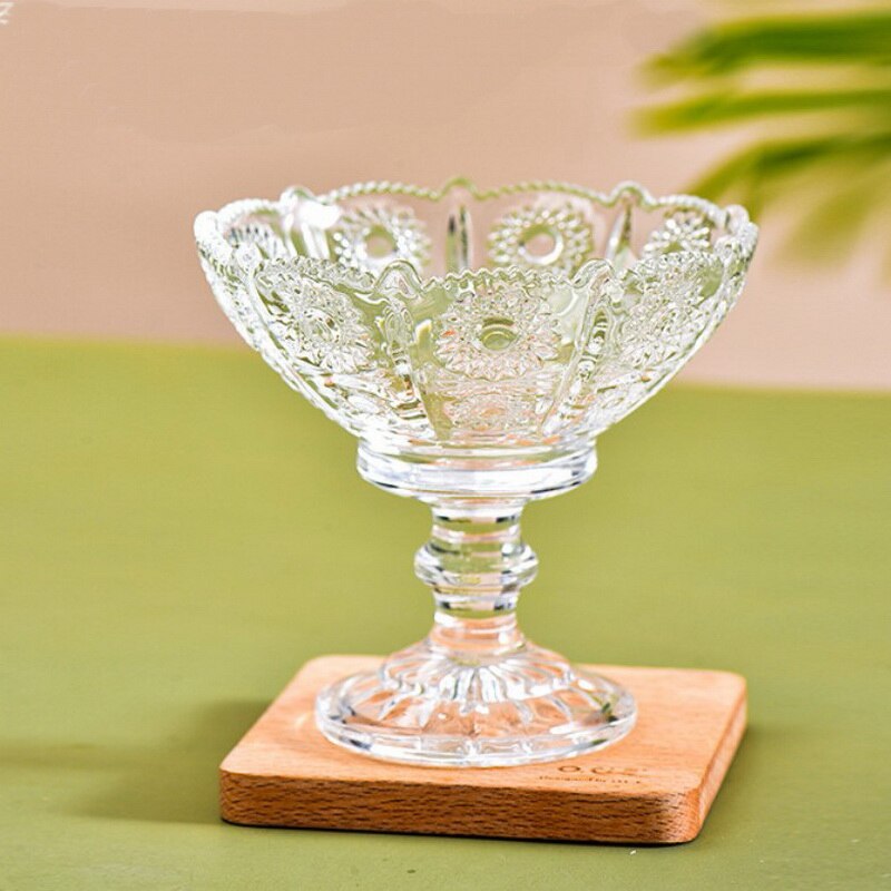 glass candy jar tall sugar bowl crystal living room decoration snack bowl Ice Cream Bowls