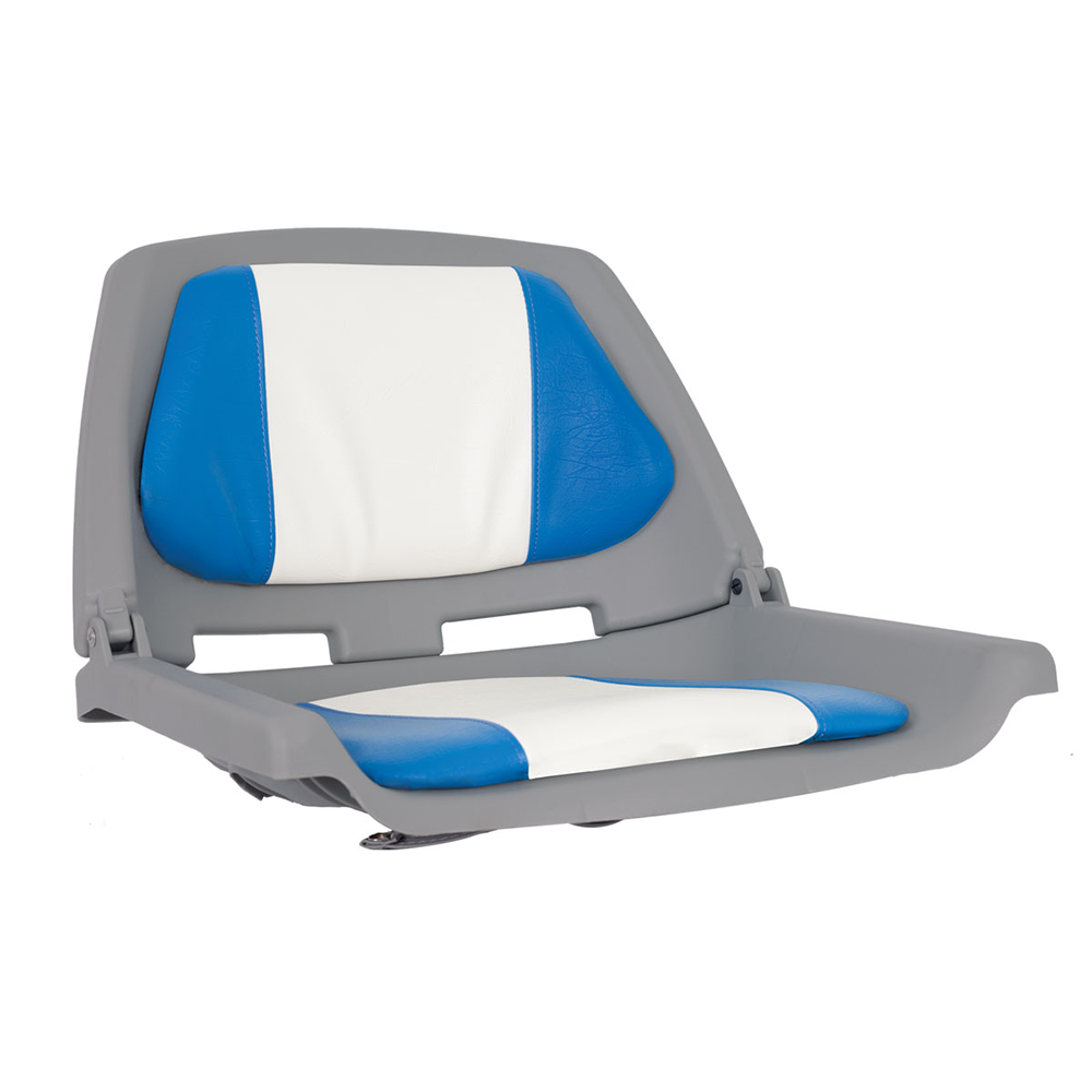 Oceansouth Fisherman Boat Seat Marine-Grade Polymer Low-Back Moulded Folding Seat Fishing Boat Accessories: Blue White