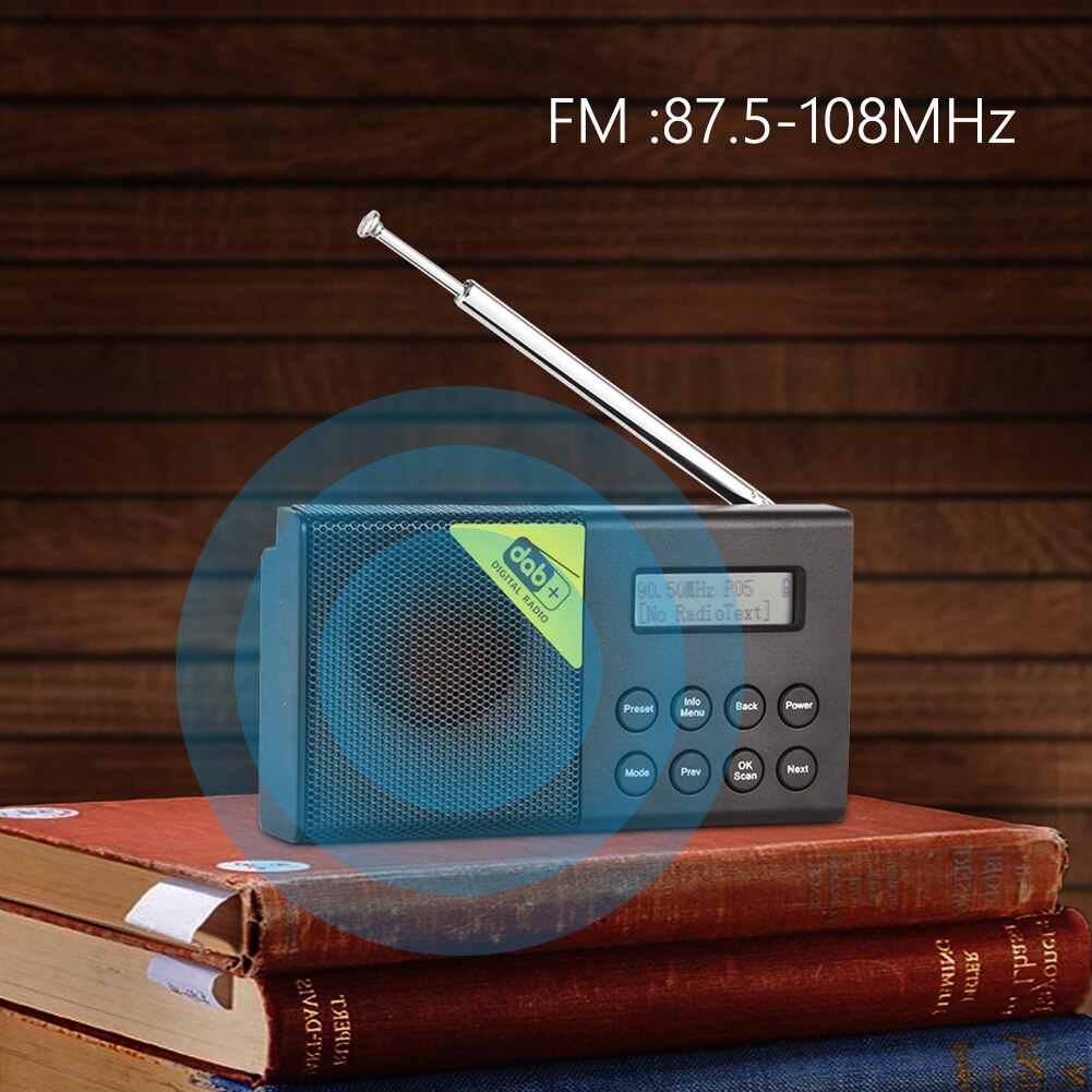 Portable Digital Radio 3.5mm Stereo Bluetooth-compatible 5.0 FM DAB Alarm Clock Radio Player with Telescopic Antenna Receiver