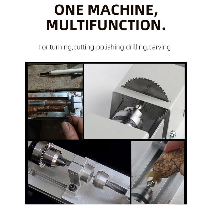 Mini Lathe DIY Woodworking Miniature Buddha Pearl Lathe Grinding Polishing Beads Wood Drill Used Globally Plug Rotary Tool