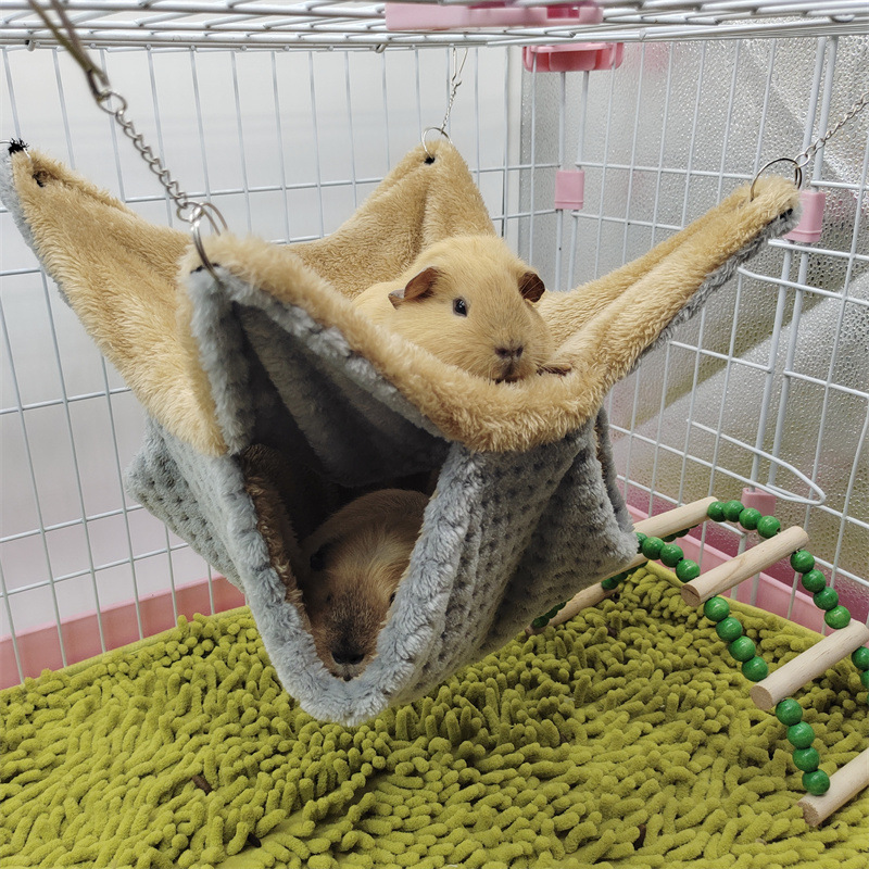 Winter-Hängematte für Ratten, warmes Bett, doppellagig, dicker Plüsch, Hamster, Chinchilla, Haus, Nest, Schlafsack, hängender Baum, Meerschweinchen-KäFeige: S / Dunkles kakifarbiges