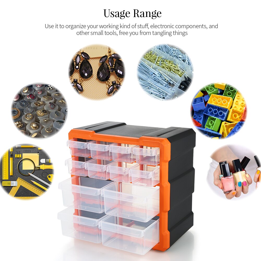 12 Multi-grids Drawer Parts Box Multiple Compartments Slot Hardware Box Organizer Tools Components Box Accessory Storage ToolBox