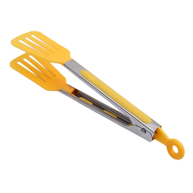 1 Pc BBQ Tongs Silicone Cover Food Tongs Lock Barbecue Clip Clamp Stainless Steel Bread Tongs Kitchen Tools: type2yellow