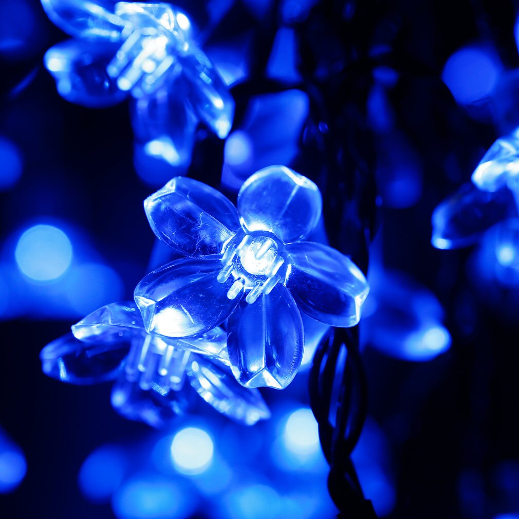 Icoco udendørs solcellelamper fairy blossom flower 20 fod 50 led string belysning til julefest hjemmeterrasse