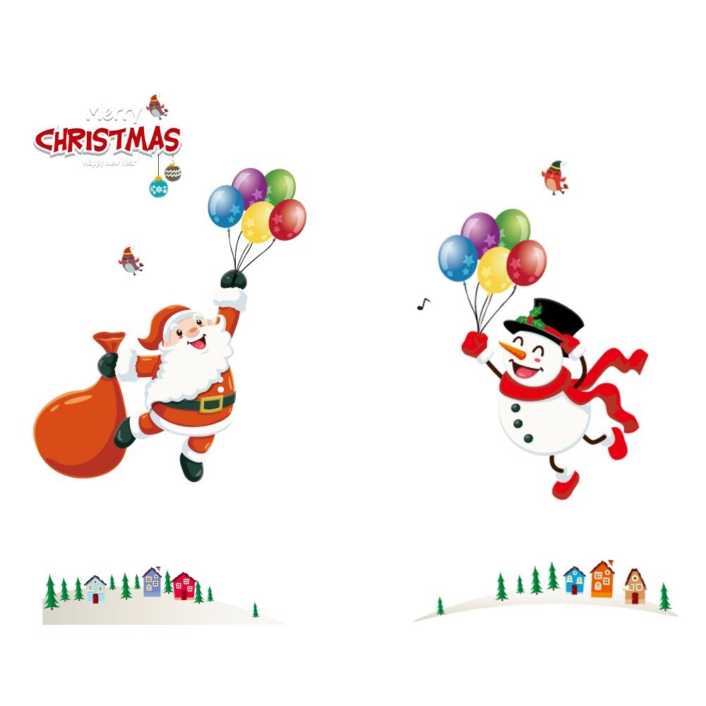 Kerst Multi-Stijl Kerstman Verwijderbare Muurstickers Glas Raamdecoratie Stickers Kerstboom Creatieve Stickers