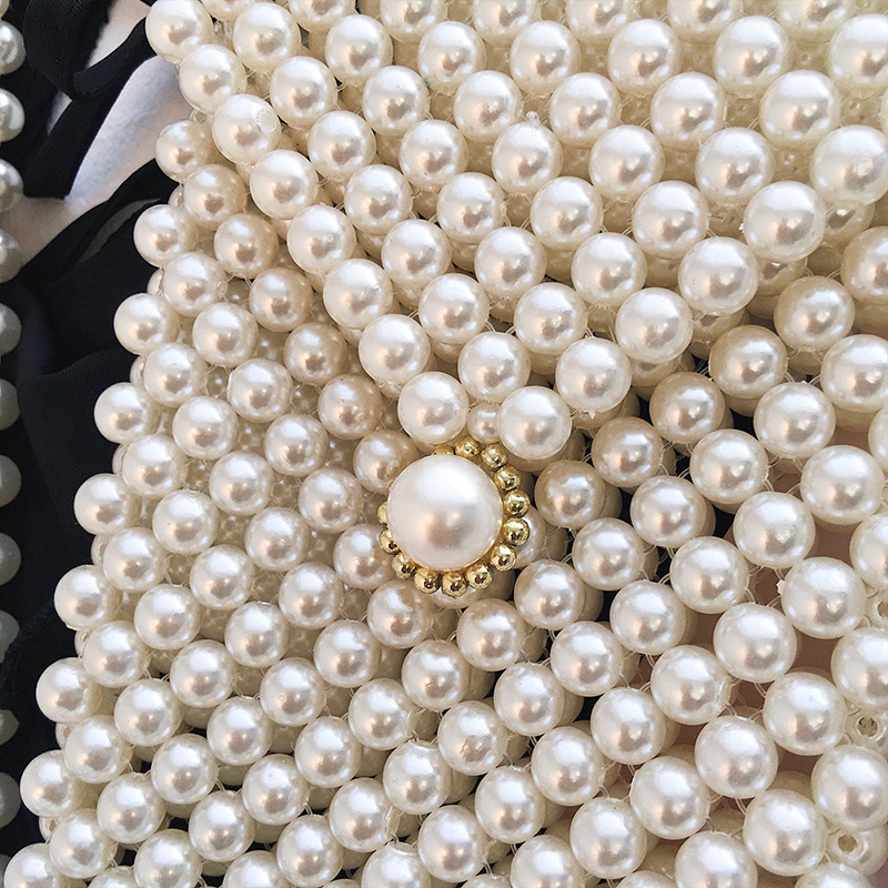 Stock Local femmes Tissé À La Main Sac De Perles Blanc Femmes Perlée Rouge À Lèvres Poche Sac INS