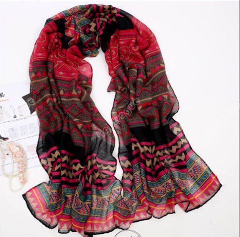 1PCS Dame Vintage Vrouwen Lange Zachte Voile Print Sjaals Shawl Sjaal Lente Zomer Vrouwen Sjaal