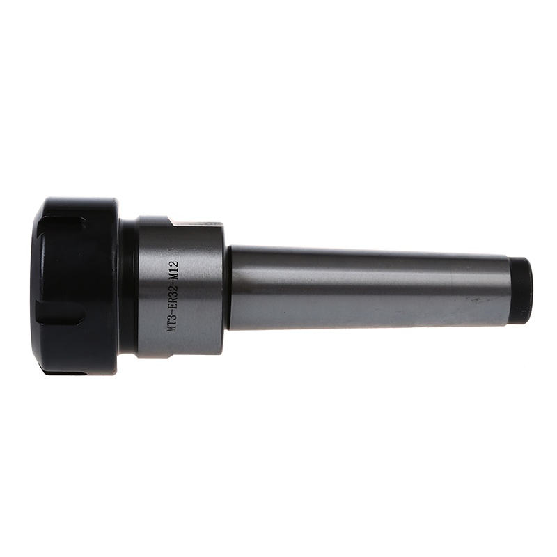 ER32 MT3 M12 Taper Collet Chuck Holder CNC Milling Lathe Straight Tool Silver+Black