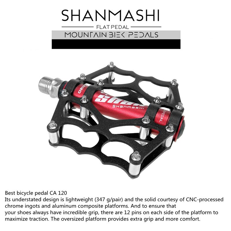 SHANMASHI Ca120 MTB Mountain Bike Pedals Aluminum Alloy CNC Bike Footrest Big Flat Ultralight Cycling BMX Pedal,Green