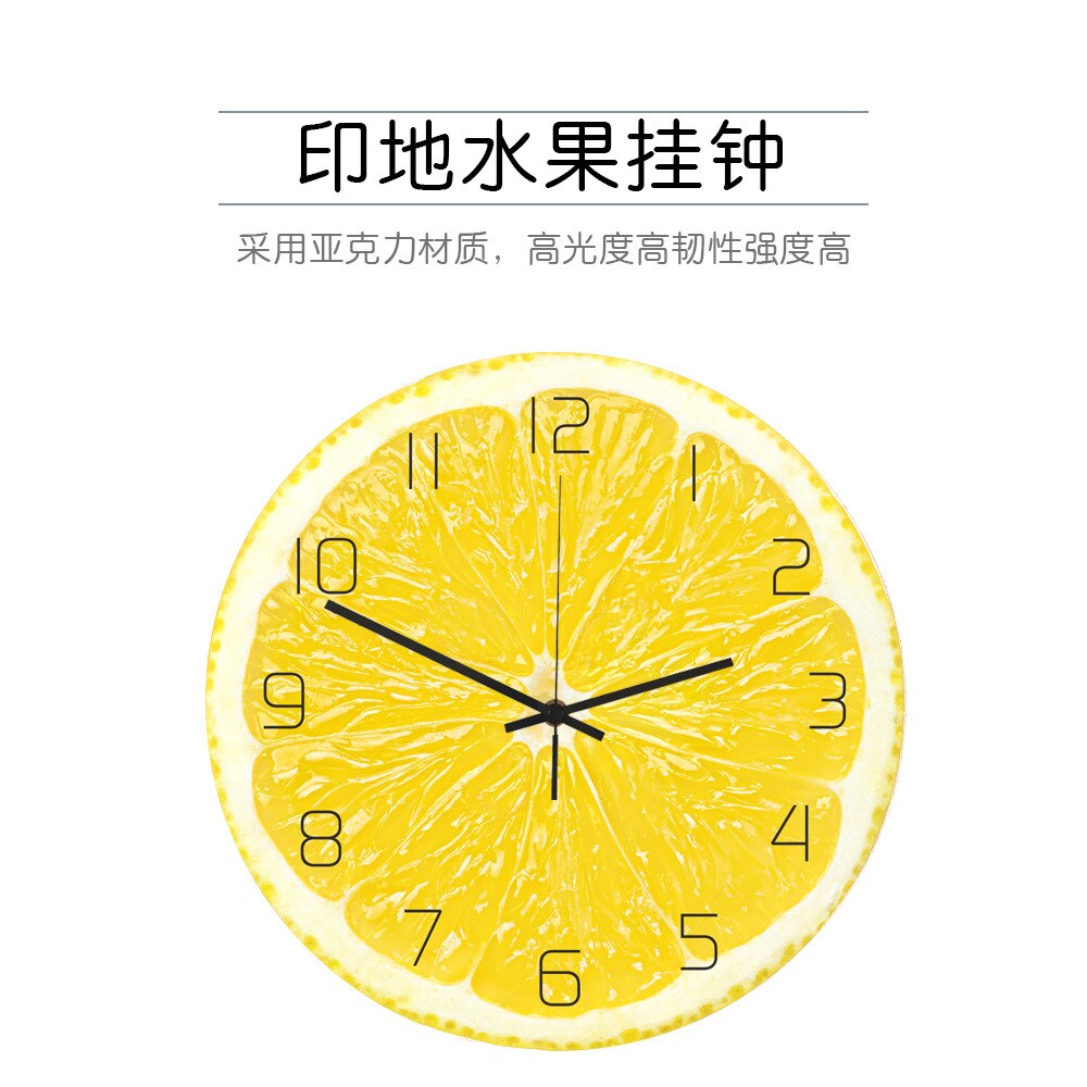 Schlafzimmer Glas Wanduhr nordisch Große Moderne Küche Wanduhren Dicken Uhren Neuheit Wohnzimmer Uhr Wohnkultur: Zitrone