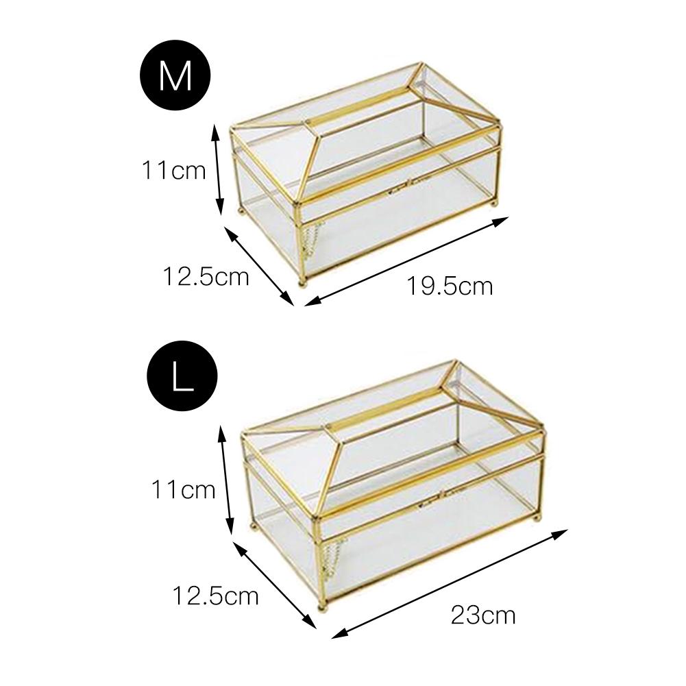 European Gold Glass Luxury Tissue Box Home Living Room Makeup Tissue Storage Box With Mirror Cover Napkin Holder Box