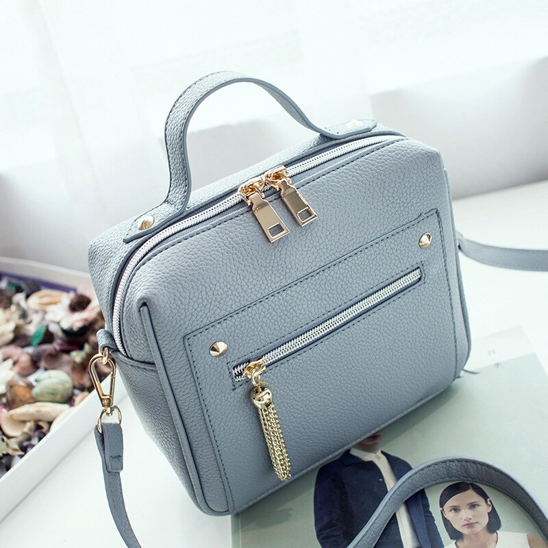 Femmes nouvelle en cuir Pu solide femmes sacs à main dames épaule messager sac à provisions décontracté Bolsos Mujer Bolsa Feminina: Bleu