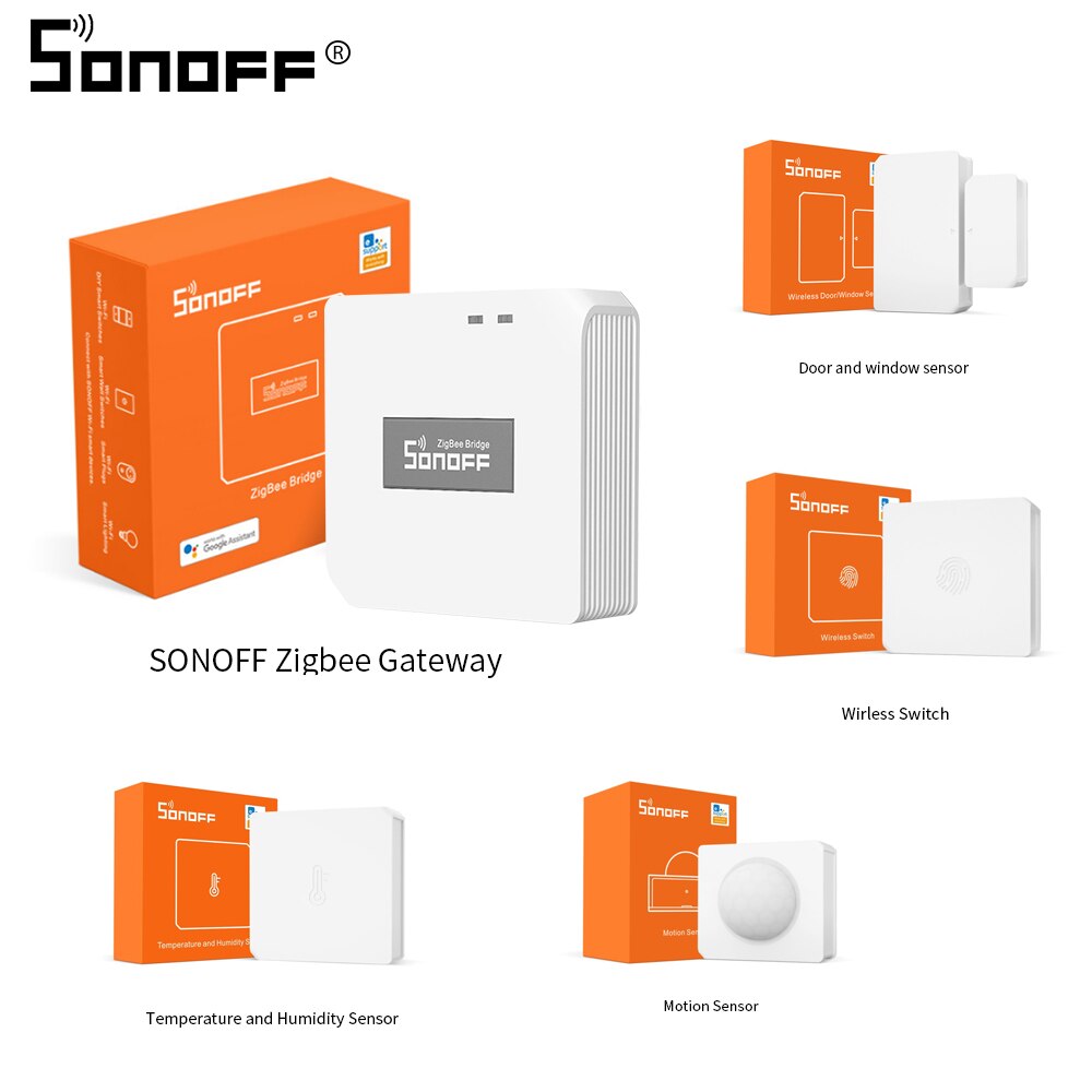 Sonoff ZigBee Gateway Bridge Wireless Switch Temperature Humidity Sensor Motion Sensor Wireless Door Window Sensor Smart Home: 5 in1 as picture