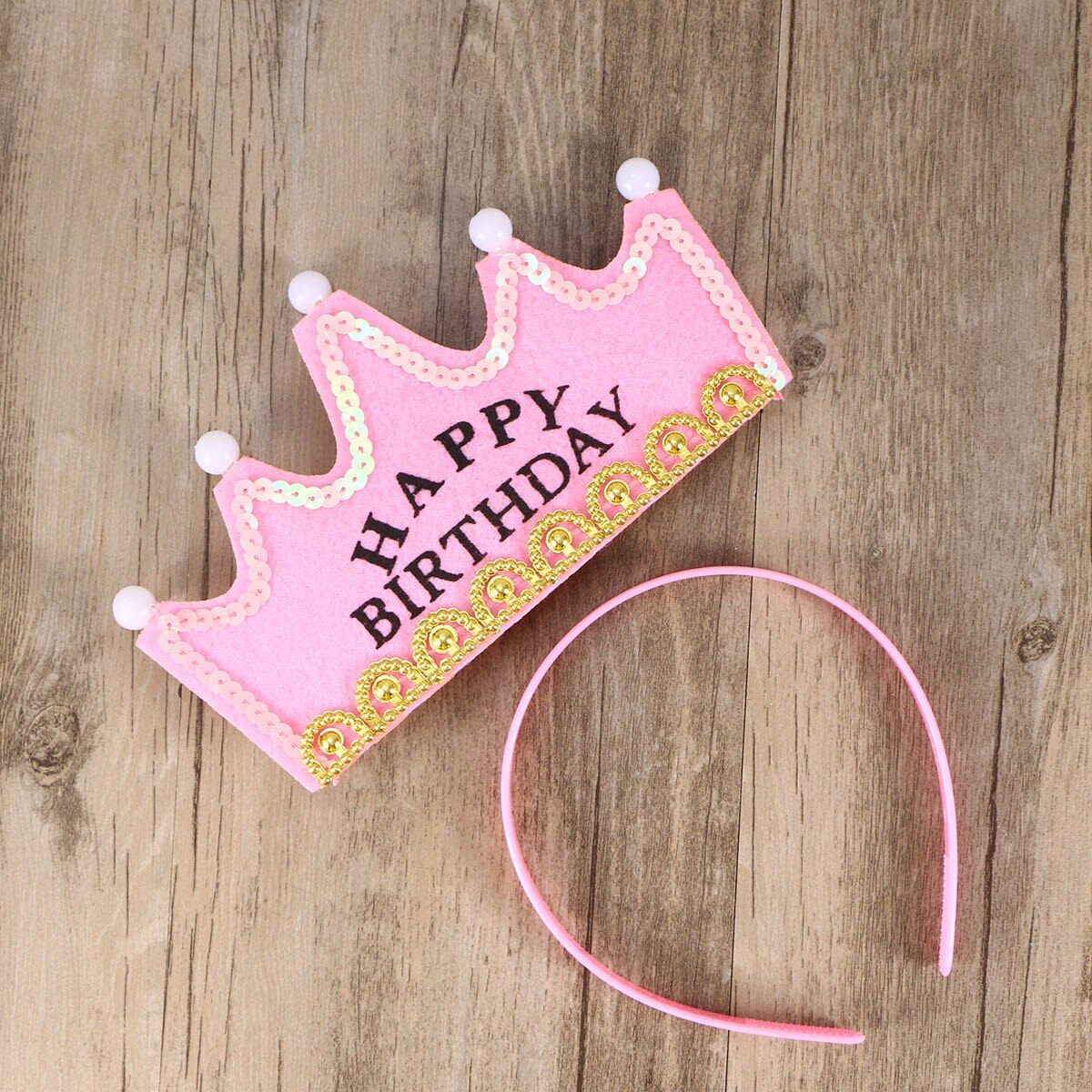 LED Light Birthday Party Hats Crown King Birthday Party Caps for Kids ) - Red Color: Pink