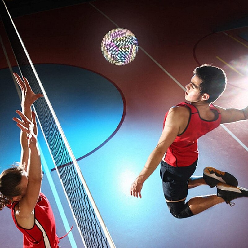 Holografisch leuchtender, reflektierender volleyball, leuchtender volleyball, nachtspiel-volleyball für kinder und erwachsene
