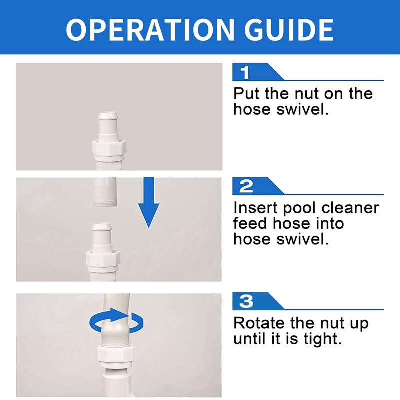 -G52 Polaris Backup Valve Replacement&amp;D20 Hose Swivel&amp;D15 Feed Hose Nut For Polaris 280 380 180 3900 Pool Cleaner Parts