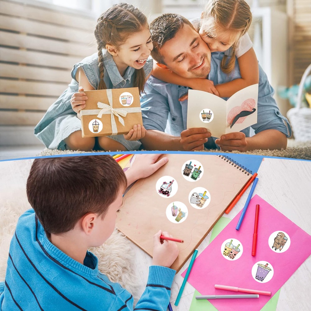 500 stks Cartoon Parel Melk Thee Stickers Pack Voor Meisje Boba Bubble Teas Decal Sticker Om DIY beloning afdichting label Laptop Gitaar