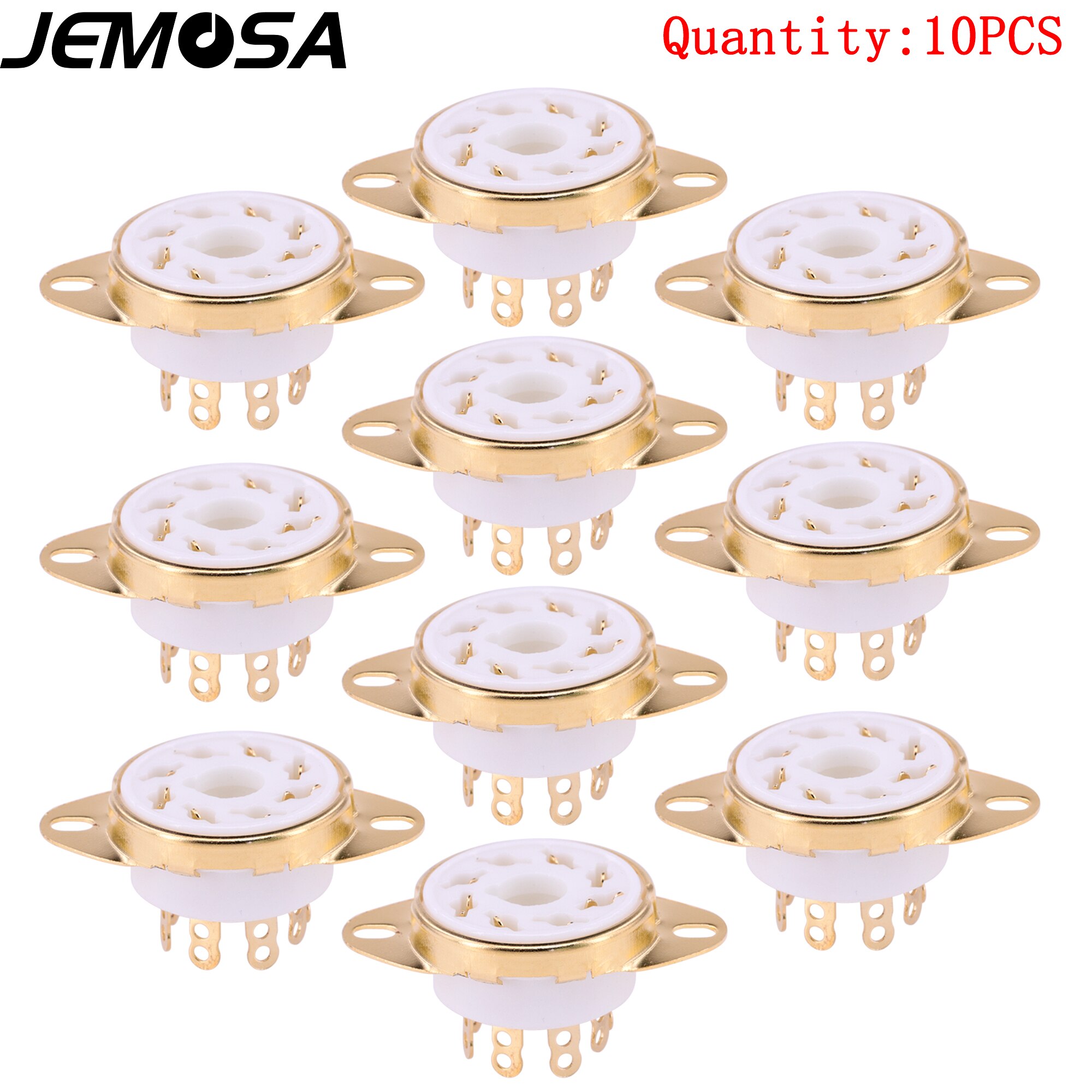10 pz ceramica 8pin presa tubo GZC8-Y-6 presa tubo elettronico KT88 6SN7 6V6 6L6 EL34 6N8P tubo a vuoto amplificatore Audio HIFI fai da te: Gold-Plated-10PCS