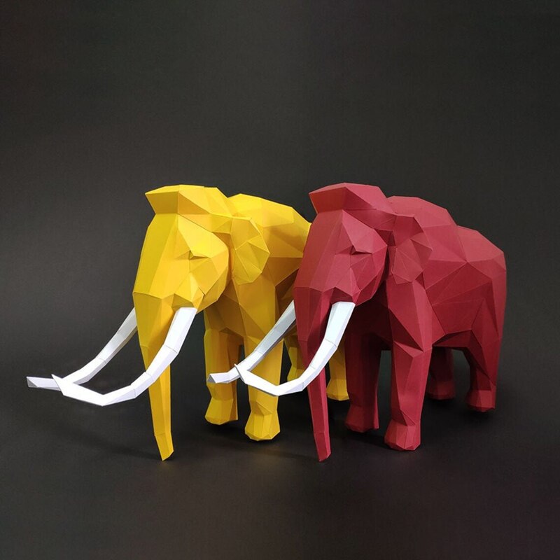 Sculpture 3D d'éléphant en papier, modèle de p – Grandado
