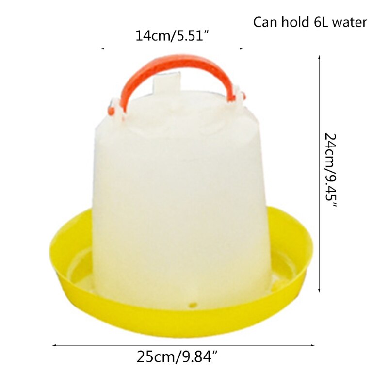 Chicken Waterer Durable Automatic Poultry Water Feeder Drinker with Handle Hanging Poultry Water Container with Outlet: 3