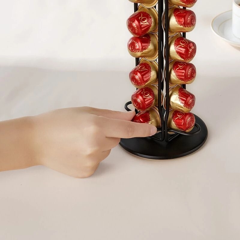 Nespresso Capsule Black Rotating Rack Stainless Steel 360 Degree Display Holder Storage 20-60 Cups Capsules Coffee Pod Rack