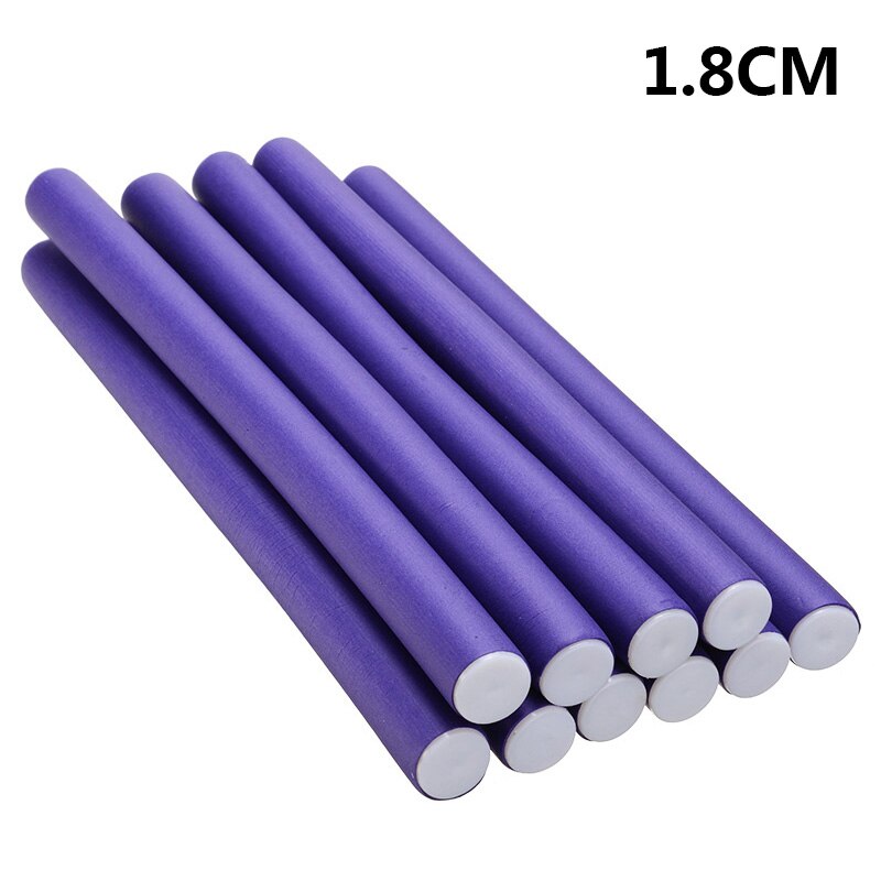 10pcs Foam DIY Styling Hair Rollers 24cm Flexible Curler Bendy Spiral Twistting Curls Tool For Wet Dry Hair Curling Random Color: 1point8cm