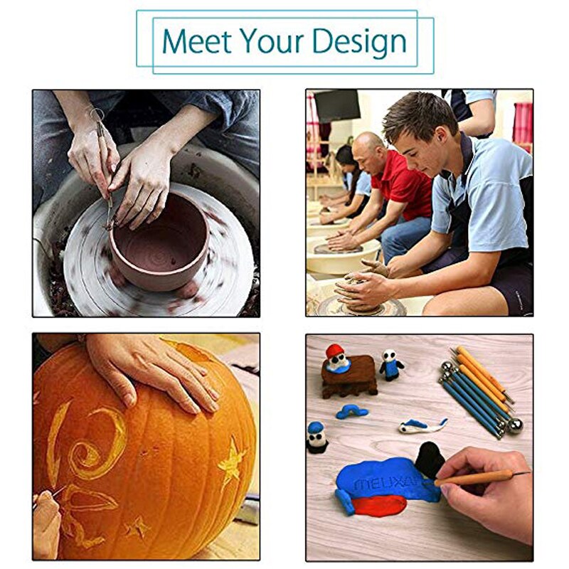 Pottery Tools Clay Sculpting Tool Set Wooden Handle Pottery Carving Tool Set Pottery Ceramics Fimo Modeling Carving Tool Kit