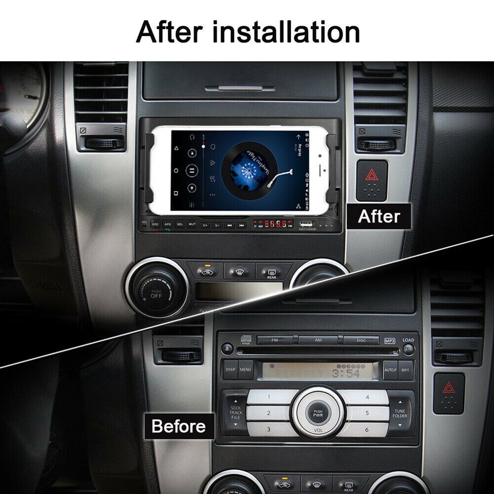 Double 2 DIN AM FM Car Radio Bluetooth MP3 Player + Phone Charging Holder 15W Wireless USB Fast Charger With Multiple protection