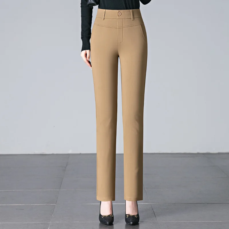 2025, neue schlank-passen-Schlauch für Damen, modische Stretchhose, verrotten, Dunkelblau, khaki, rot Schlauch, asiatische Größe 27–32: S / Kakifarbig
