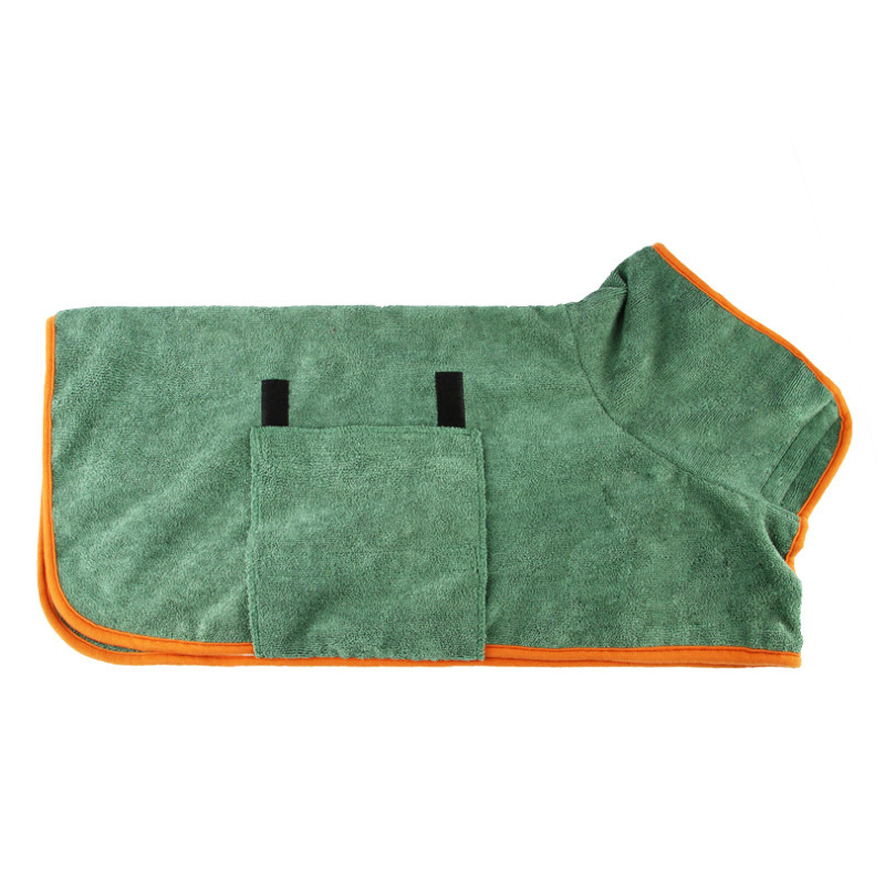 Dog bathrobe, absorbent pet quick drying bath towel: XL / green
