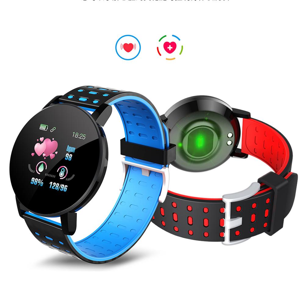 Fitness tracker skridttæller 119 plus smart ur armbånd  ip67 bluetooth søvn puls blodtryksovervågning armbåndsur