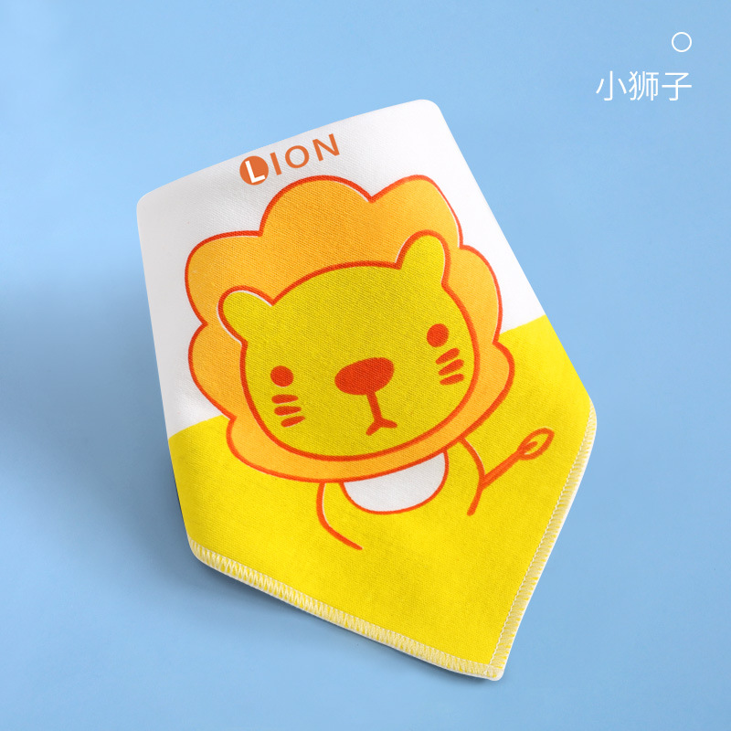 Cotton Bandana Bibs Baby Babador Feeding Smock Infant Burp Cloths Cartoon Saliva Towel Baby Eating Accessory Soft Cute Stuff: lion