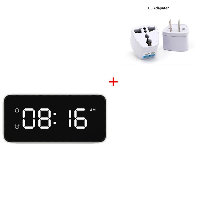 Originele Xiaomi Mijia Xiaoai Smart Wekker Voice Broadcast Klok Tafel Automatische Tijd Kalibratie Met Smart Home App: Add US Adapter