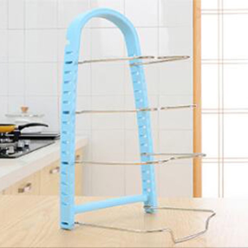 multifunctionele Multilayer Pot Pan Cover Standhouder Verstelbare Rack Planken Keuken Opslag Tool23: Blauw