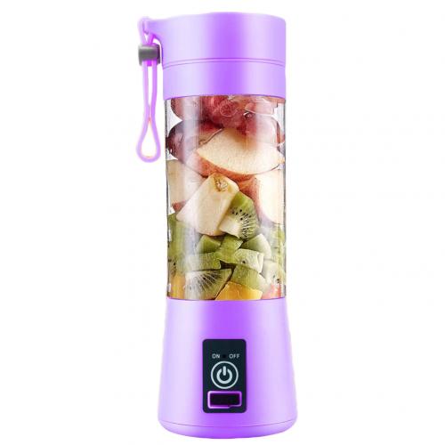 4 Bladen Draagbare Blender Elektrische Blender Usb Oplaadbare 500 Ml Juicer Cup Extractor Fruit Smoothie Maker Cup Fles En Cover: Paars