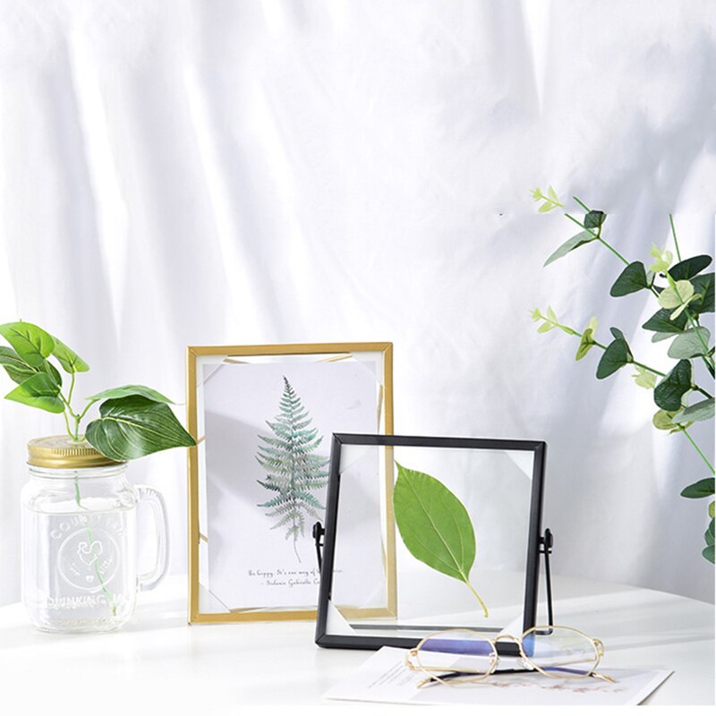 Nordic Geometric Metal Photo Frame Gold Glass Photo Frame Wedding Party Christmas Pictures Stand Holder Artist Home Decoration
