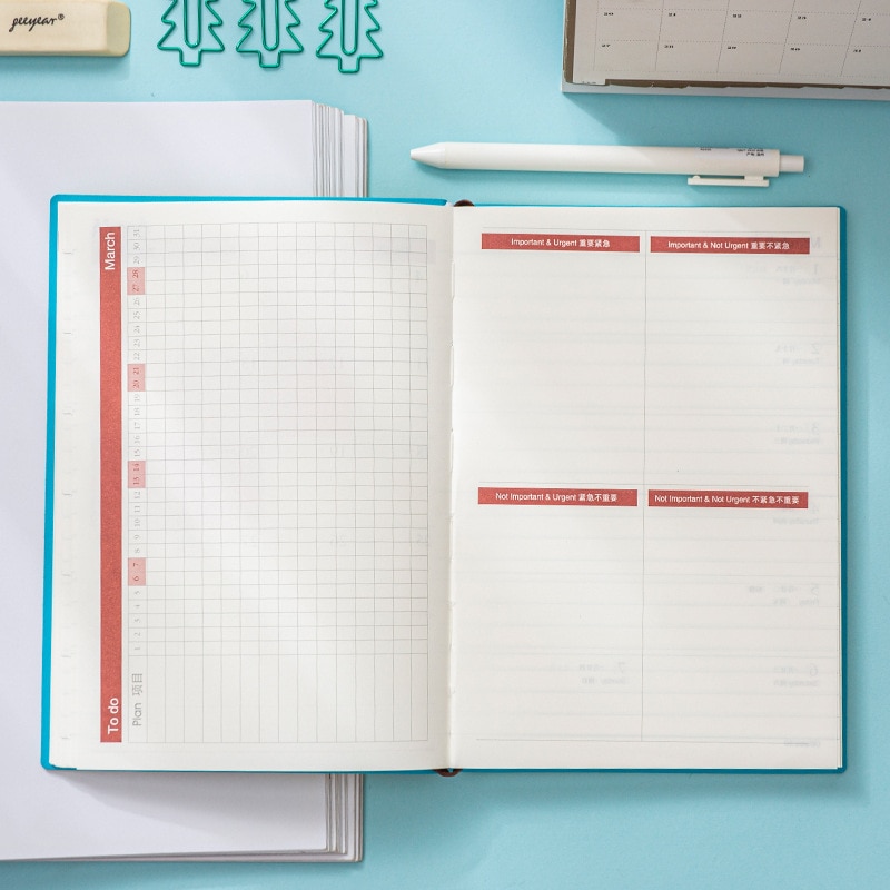 A5 5.5x8.3inch Soft Leather Agenda .1-2022.6 18 Months Planner Notebook Daily Weekly Monthly Plan Diary Journal Notebook