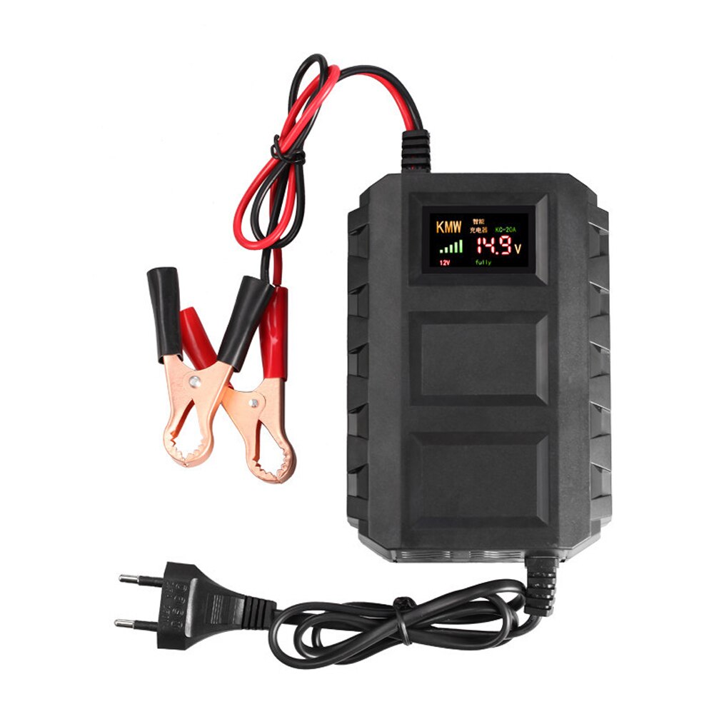 Smart 12V 20A Automobile Batteries Leadacid Battery Charger Fast Charging LED display For Automobile Car Motorcycle: EU Plug