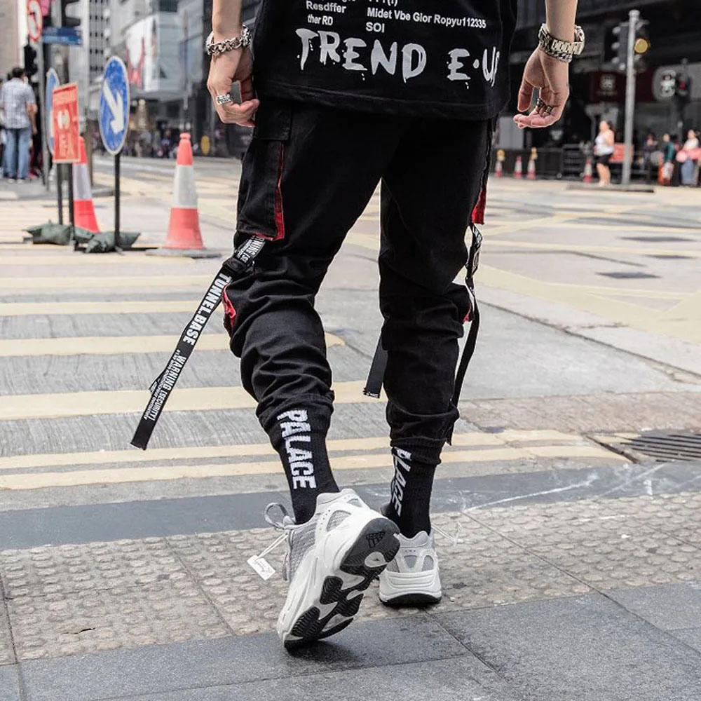 Pantalones Cargo para hombre, pantalones bombachos con cintura elástica y múltiples bolsillos, ropa informal estilo Hip Hop, pantalones de chándal, pantalones pitillo, ropa técnica