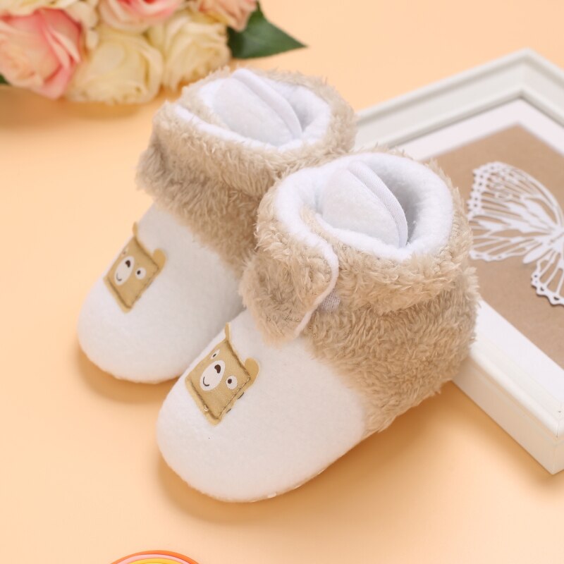 Baby Katoen Laarzen Cartoon Effen Kleur Anti-Slip Winter Warme Laarzen Winter Baby Schoenen Voor Mannen En vrouwen: c / 0-6 months