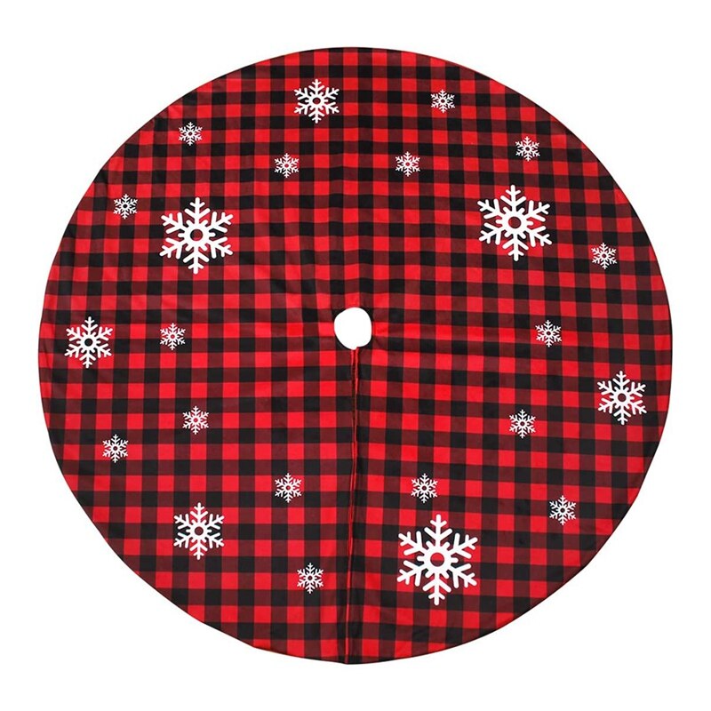 LEAZZLE Grote Kerstboom Rok,Kerstboom rok 122cm/48 inches, Kerstboomrokken, kerstkous deken,kerstboom 3D sneeuwvlok basis,gebreide tapijt boom decoratie,kerstboom bedekt met eland boom (rood
