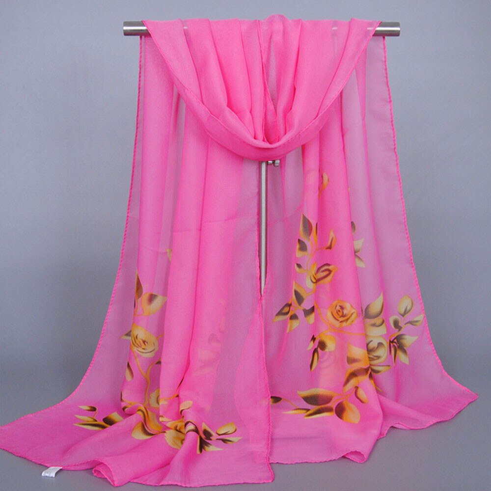 Chiffon Floral Print Scarves Silk Scarf Women's Long Soft Wrap Scarf Simulation Silk Shawl Beach Shawl Kerchief