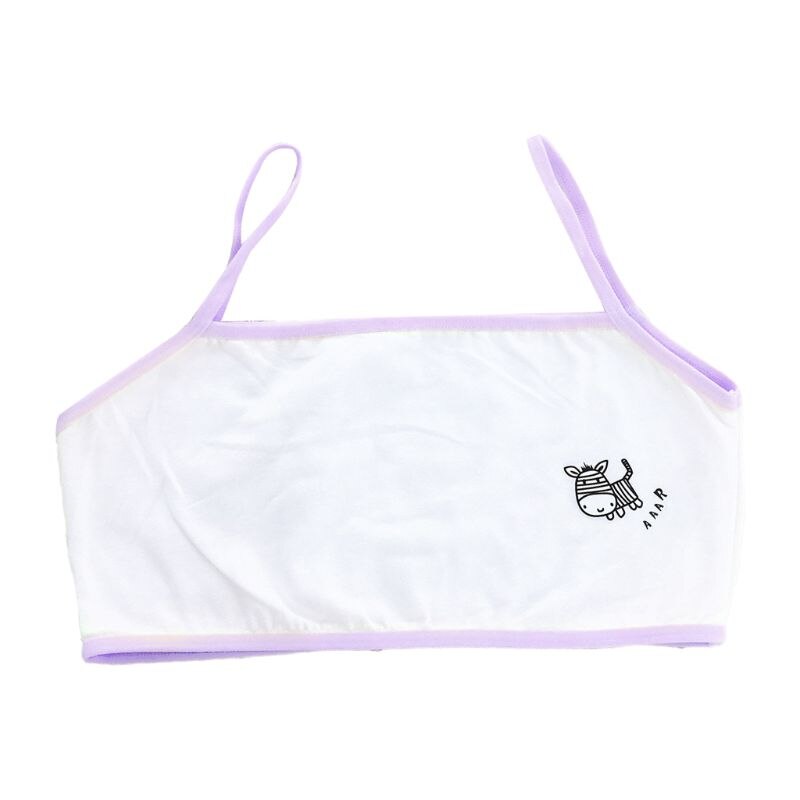 Puberty Girls Single Layer Training Bra Cartoon Zebra Spaghetti Strap Underwear