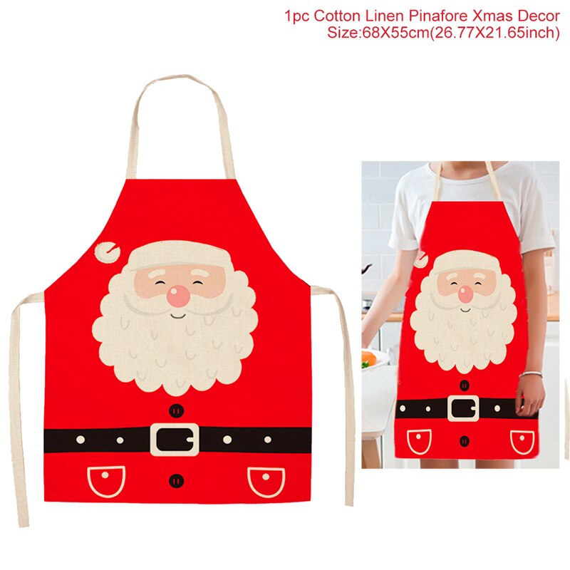 Tablier de noël joyeux noël treillis imprimé sans manches coton lin tabliers pour hommes femmes outils de nettoyage à domicile: Style 18