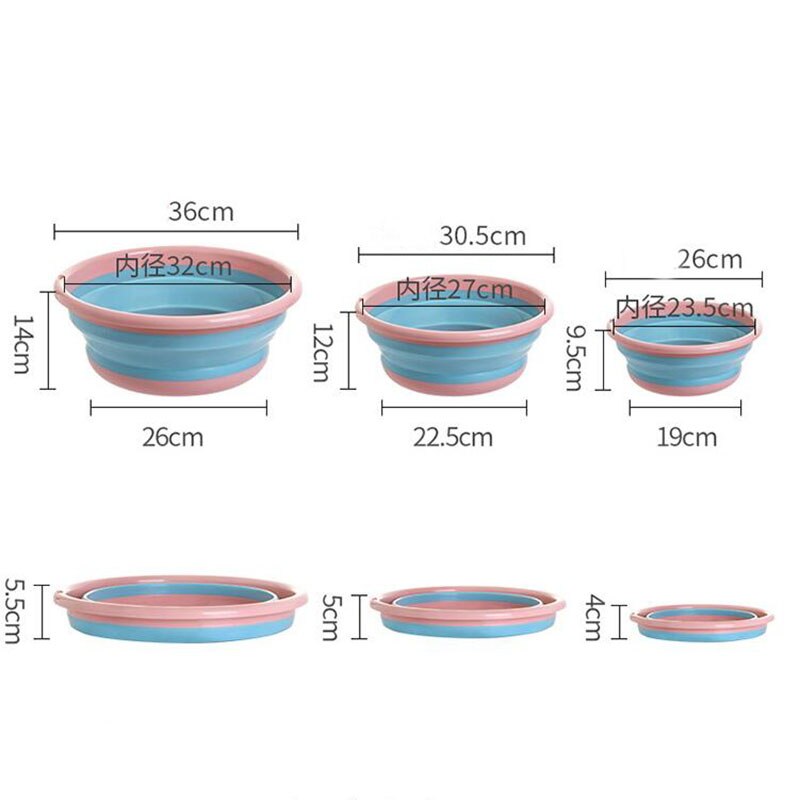 Rund sammenfoldelig håndvask udendørs rejse transportabel fortykket resistent plastvask multifunktionel hængende skridsikker håndvask